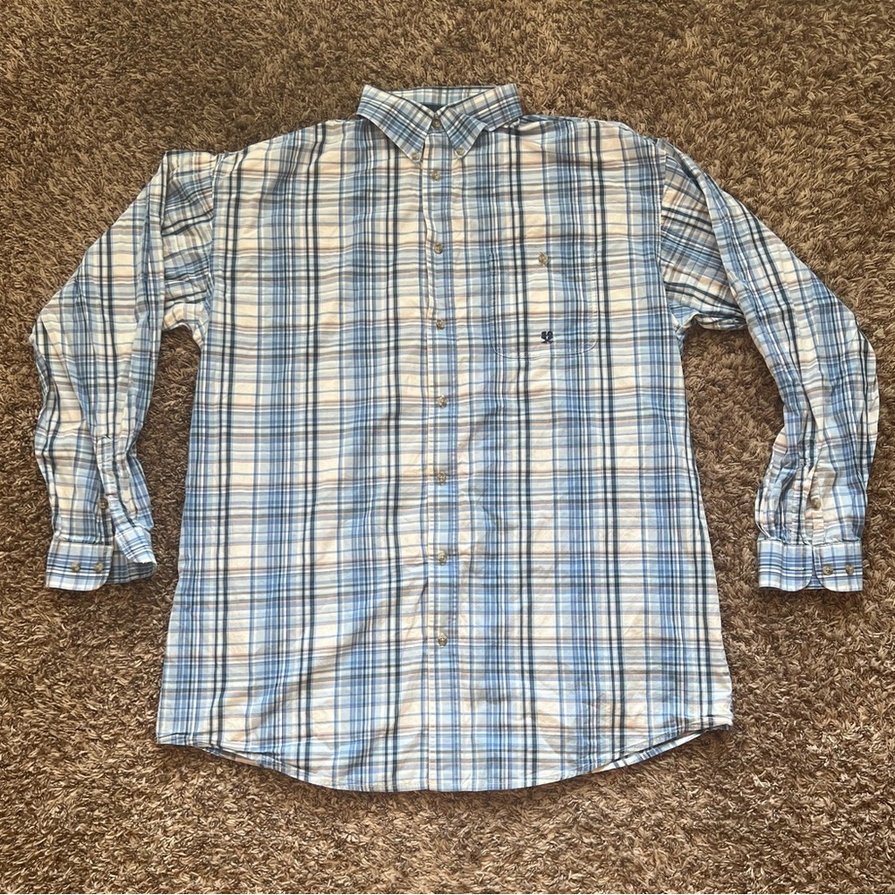 Wrangler 20x Western Shirt Blue Button Up Long Sleeve Shirt Mens 2XLT XXL Tall